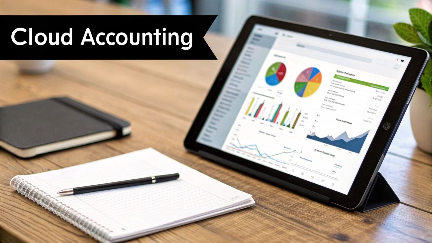 A professional working on a laptop with financial charts and data visualizations on the screen