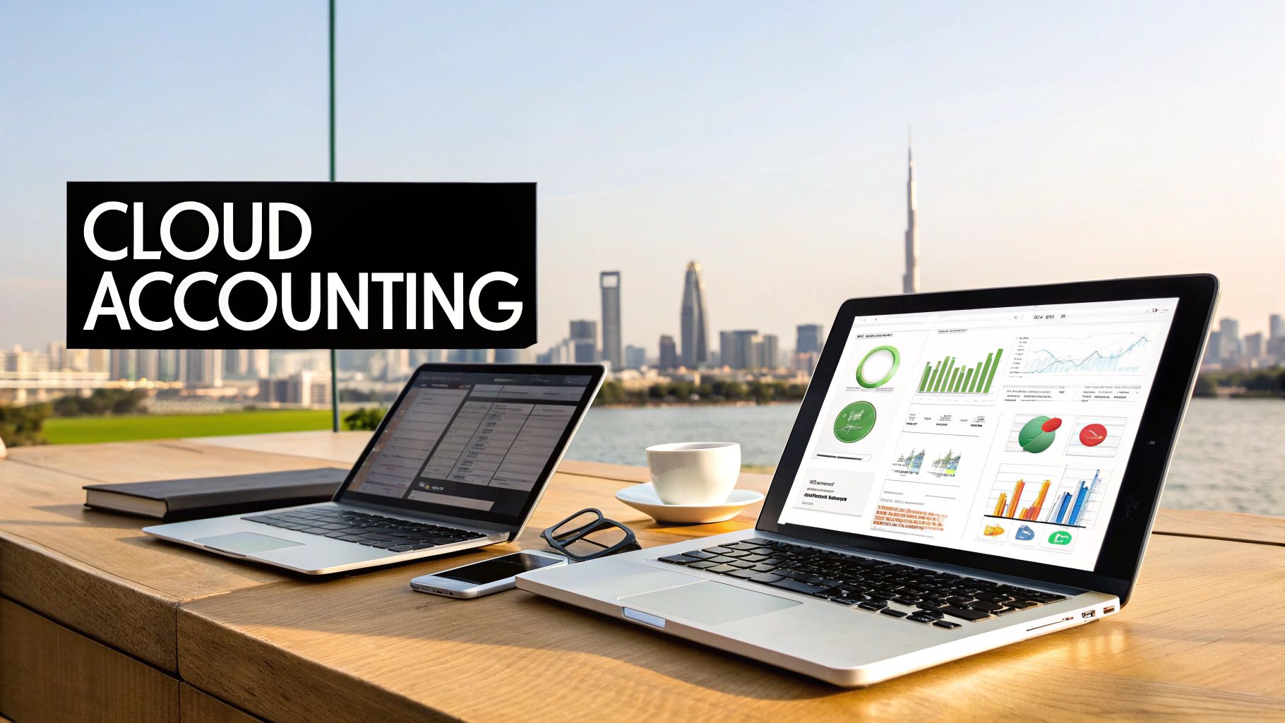 A person working on a laptop displaying financial charts and graphs