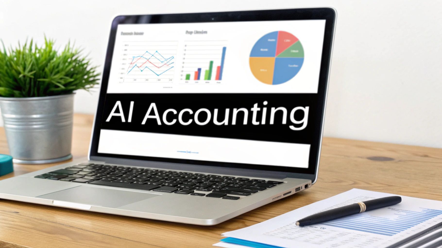 An image showcasing futuristic data visualisations and AI-powered charts overlaid on a modern Dubai skyline, representing the technological evolution of accounting.