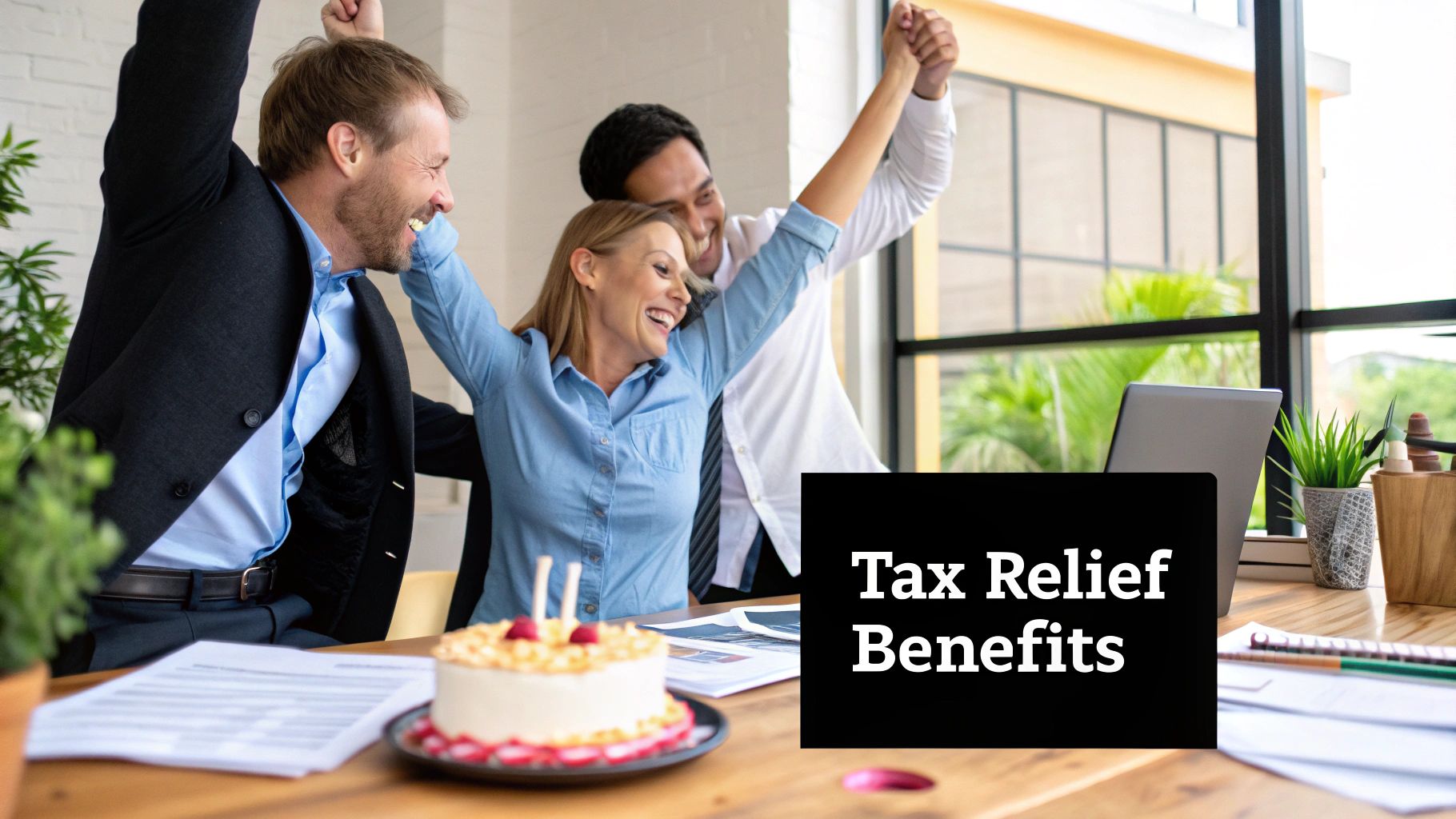 A business owner looking at a graph showing positive financial growth.