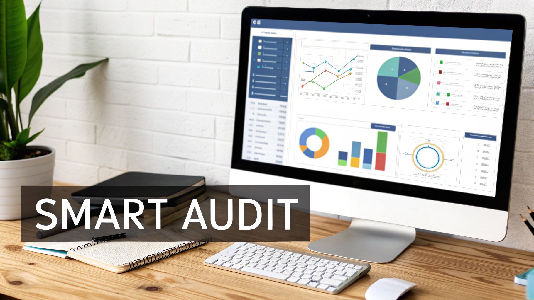 A digital interface showing data analytics and charts, symbolizing the technological shift in UAE audits.