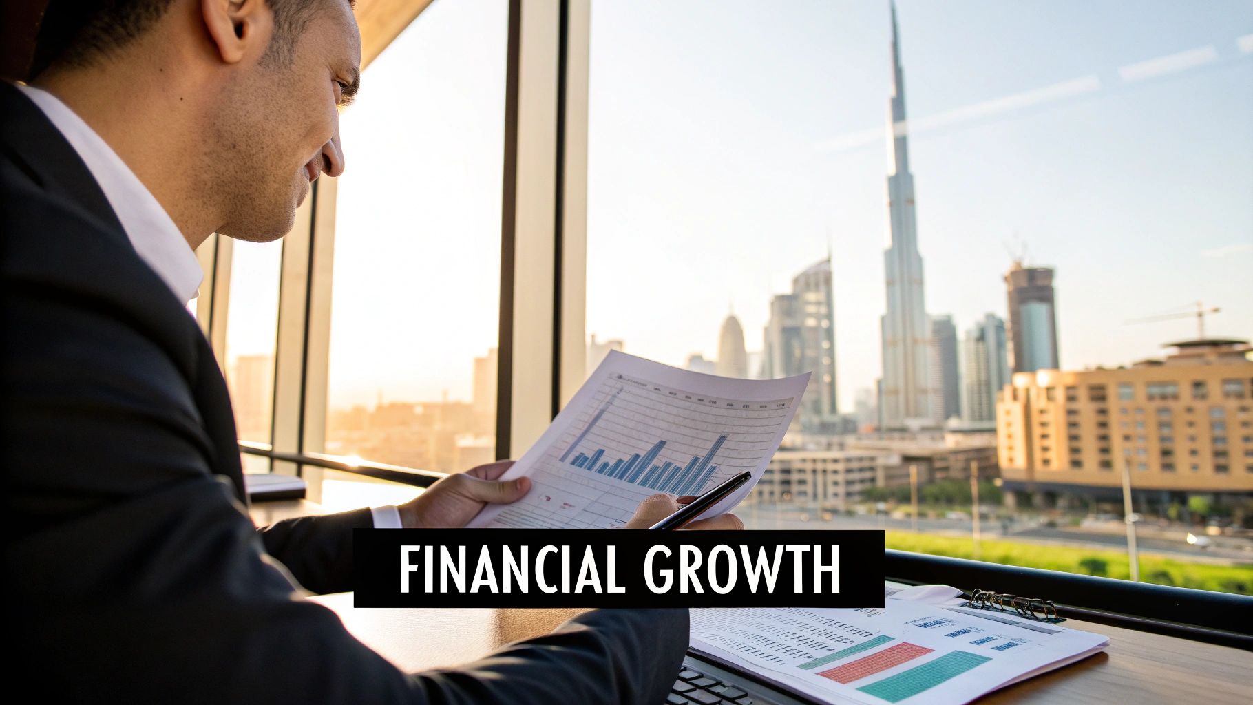 A team of accounting specialists collaborating in a modern UAE office.
