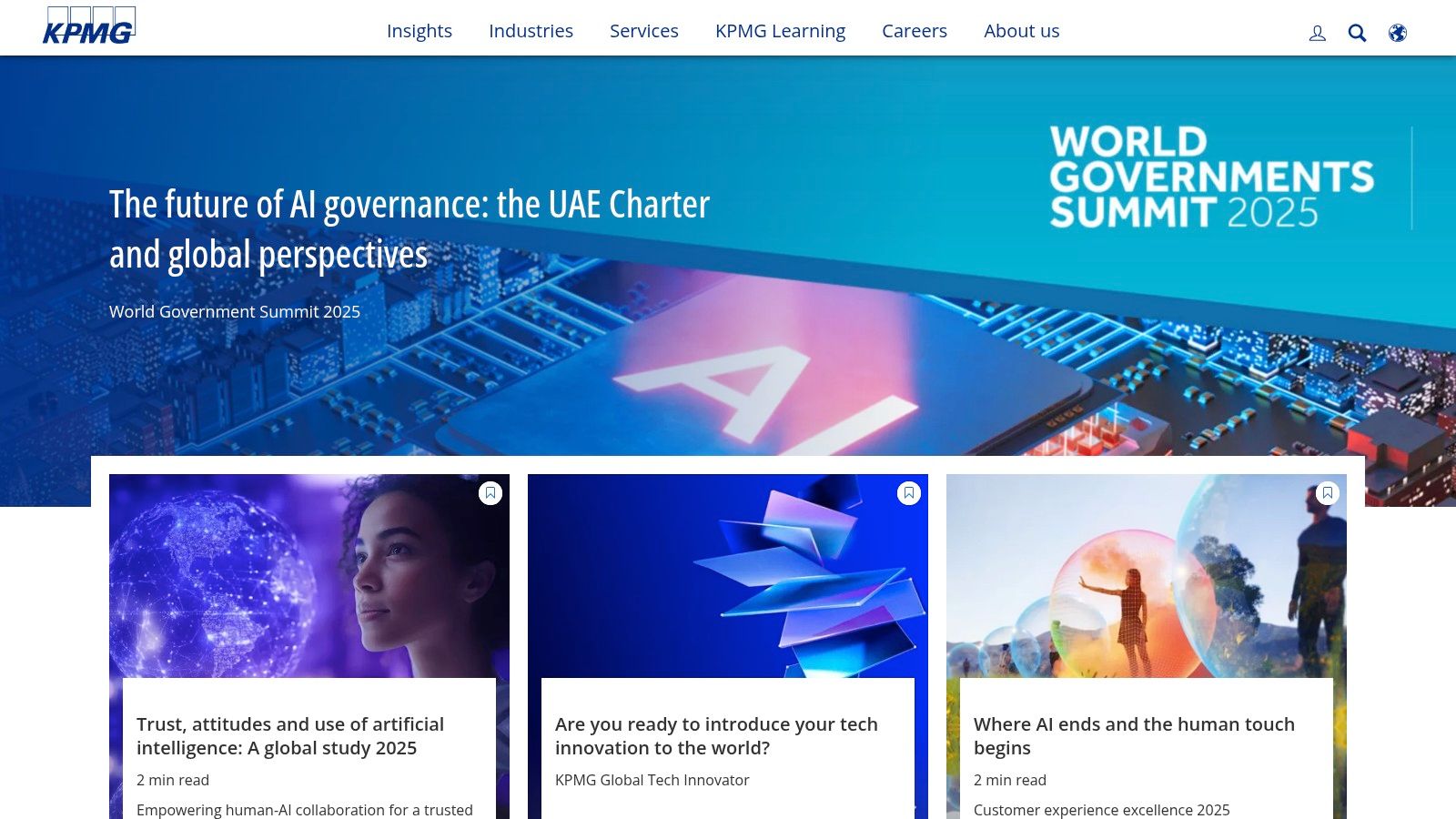 KPMG Lower Gulf (UAE) website homepage