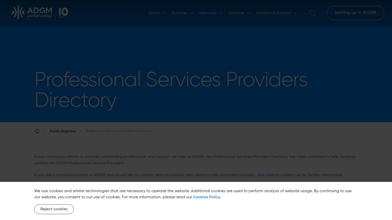 ADGM – Professional Services Providers Directory
