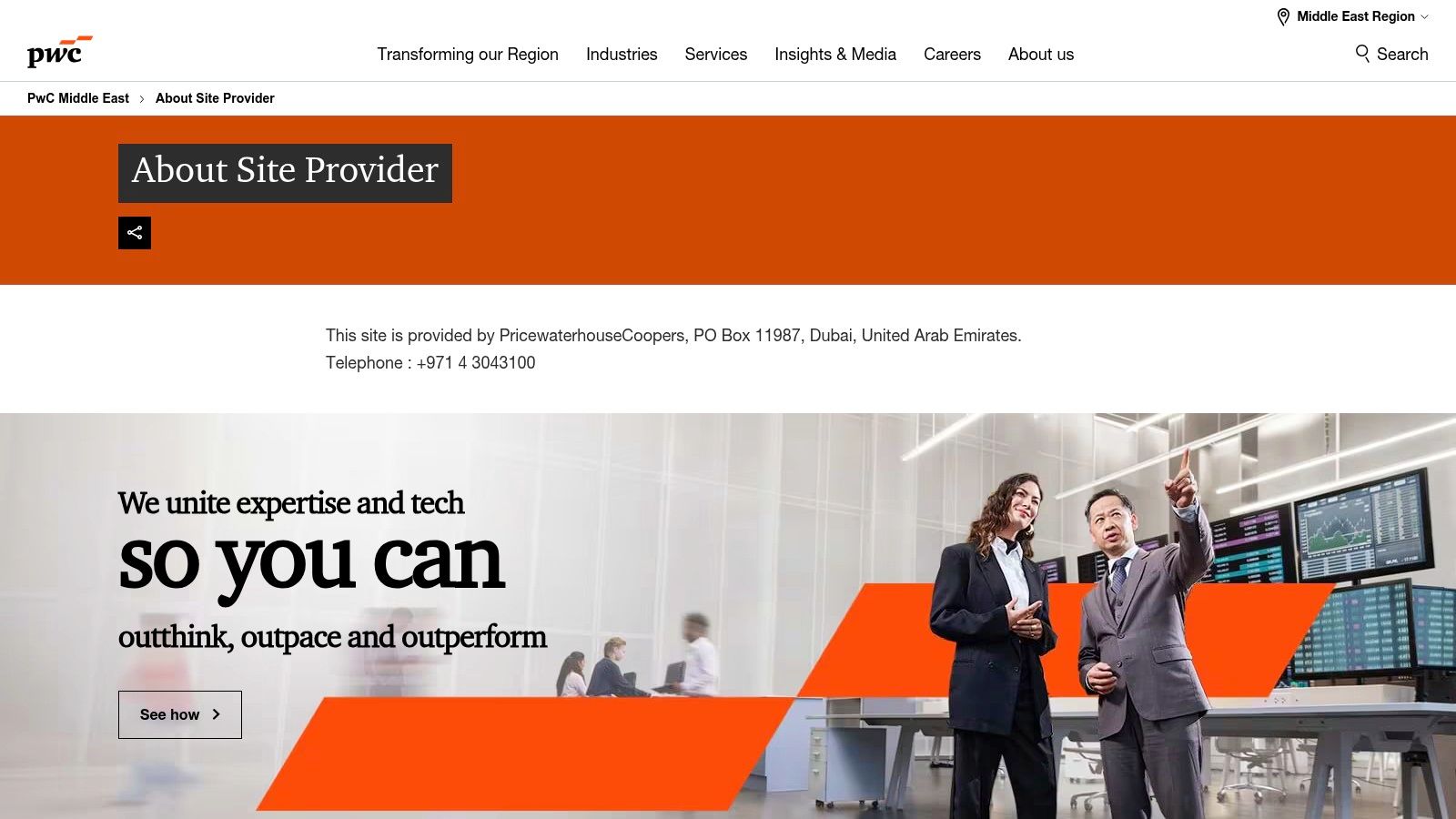 PwC's corporate information on their website