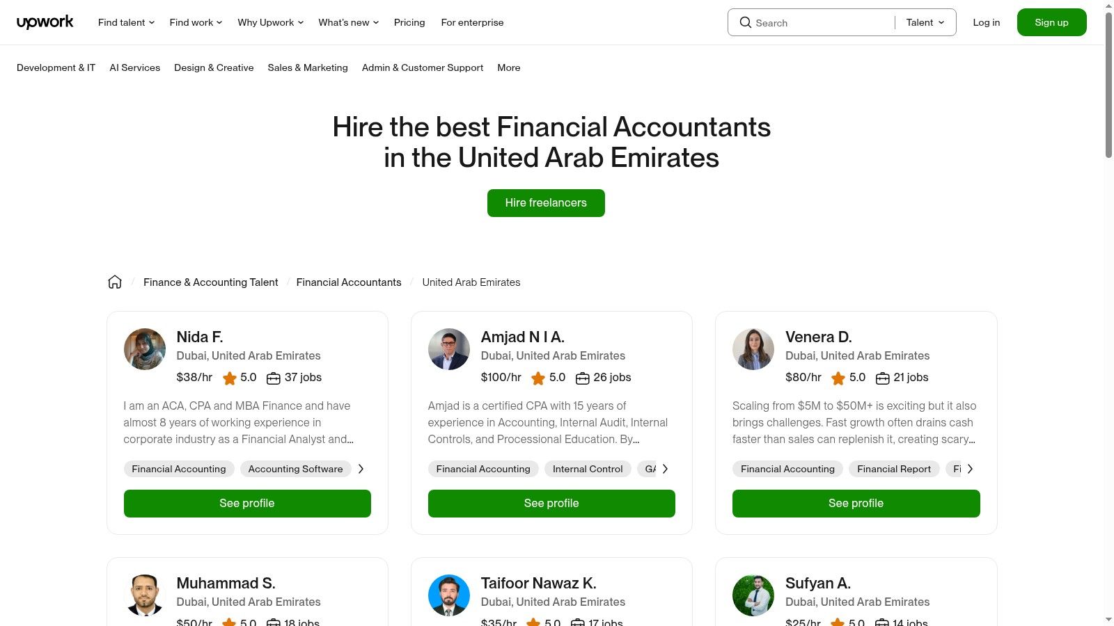 Upwork – Hire UAE-Based Accountants