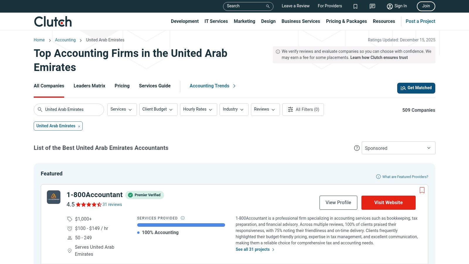 Clutch: Best Accounting Firms in the United Arab Emirates (category)