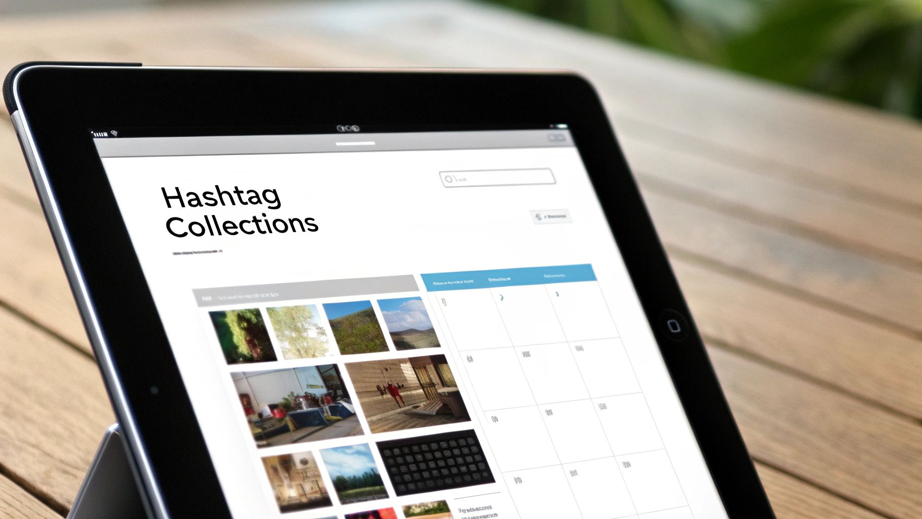 A screenshot of the OneUp social media scheduling tool showing a visual calendar and post creation interface.