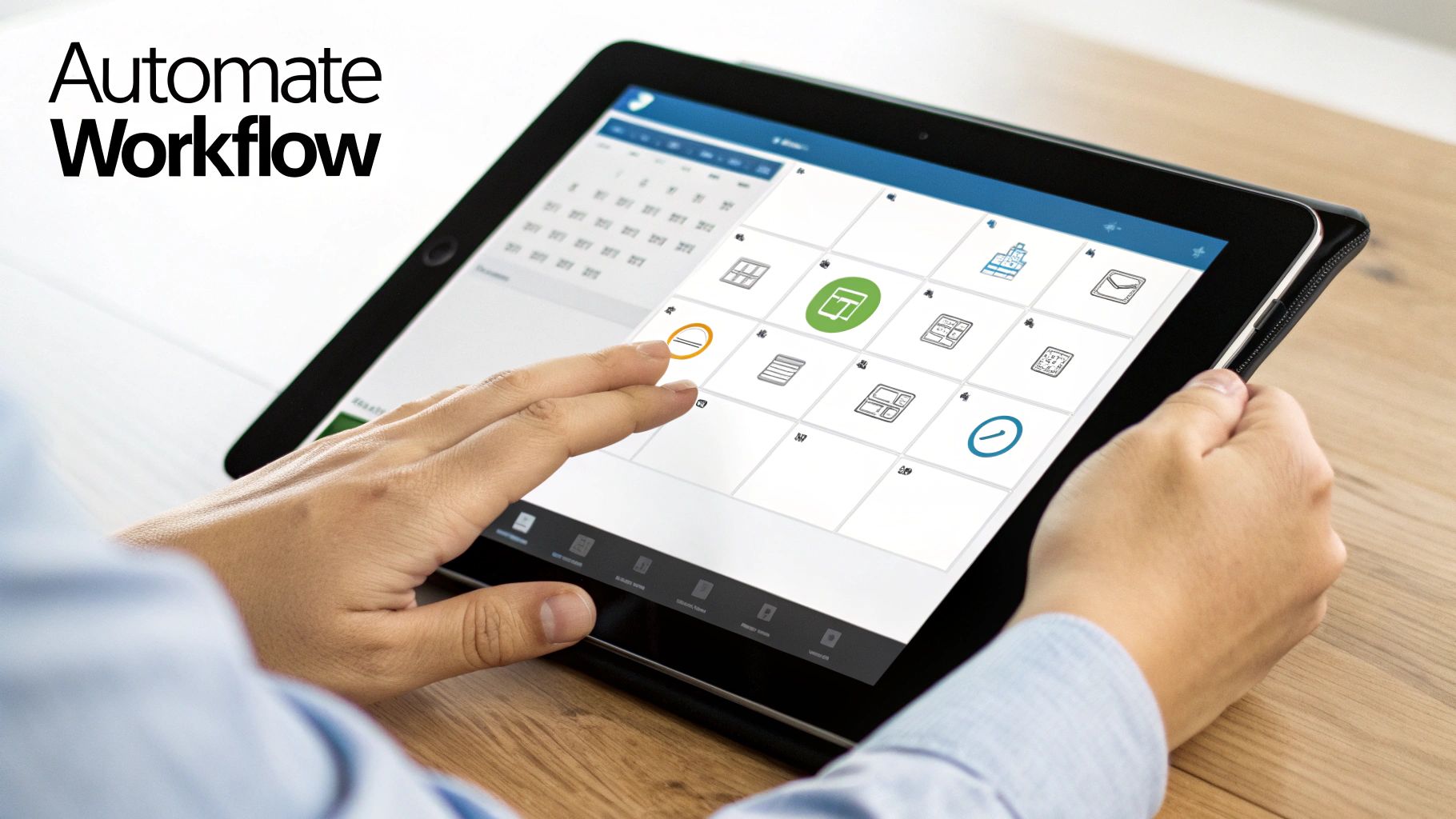 A person at a desk using a laptop with icons representing different social media platforms floating around it.