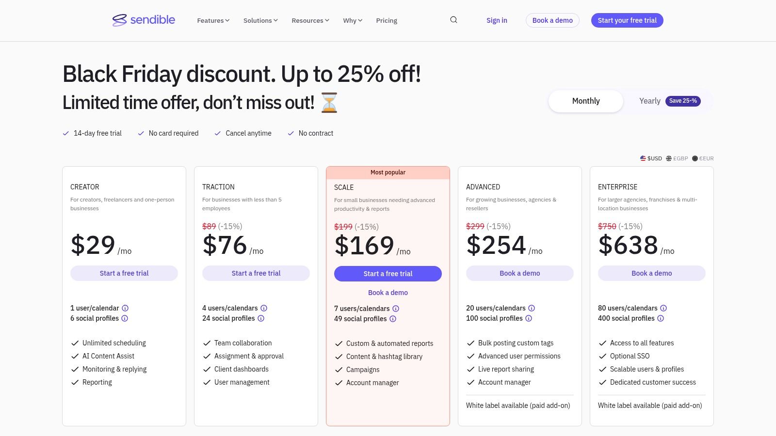 Sendible Pricing Plans