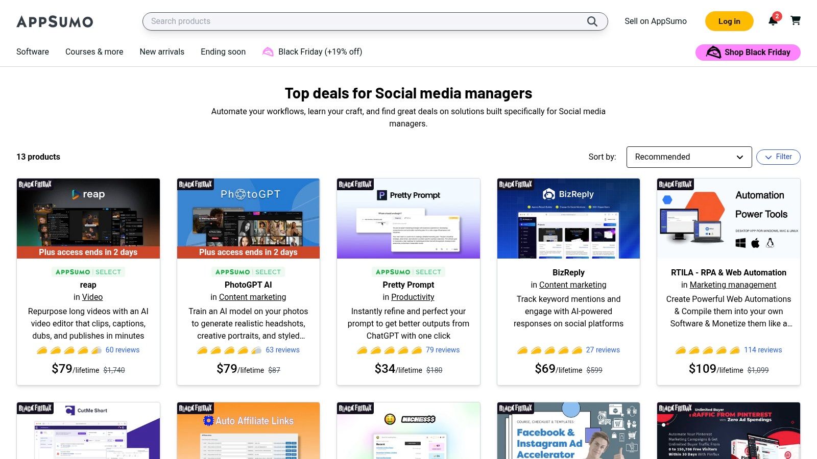 AppSumo social media deals