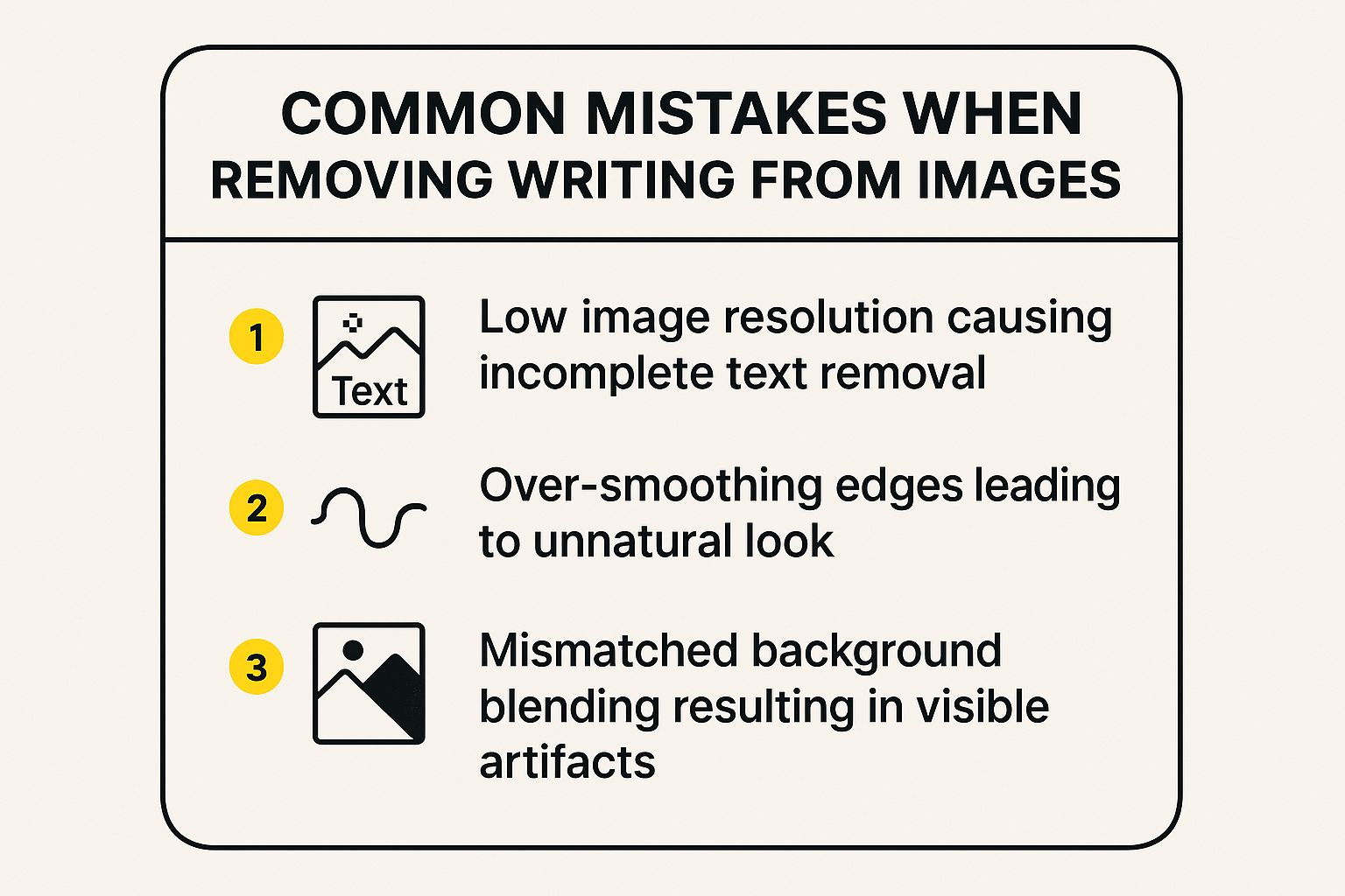 Infographic about how to remove writing from a picture