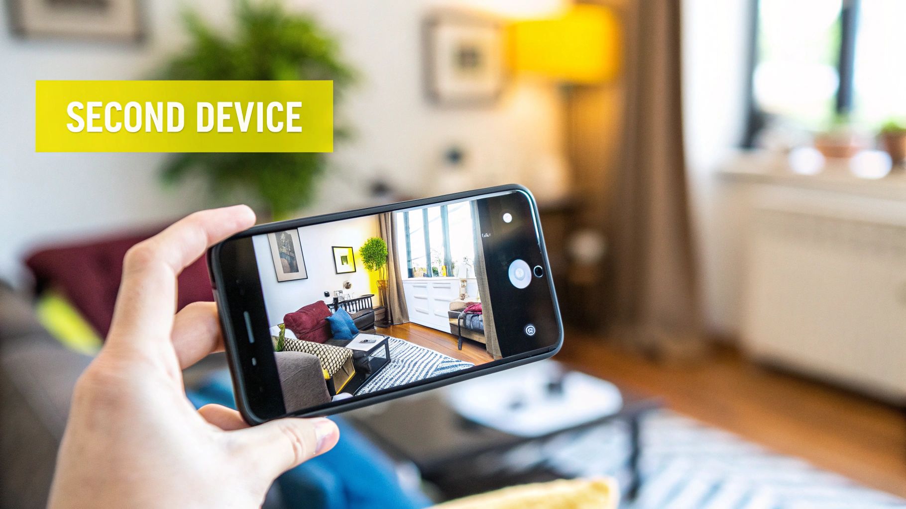 A person taking a photo of a phone screen with another phone to capture the image without a caption.