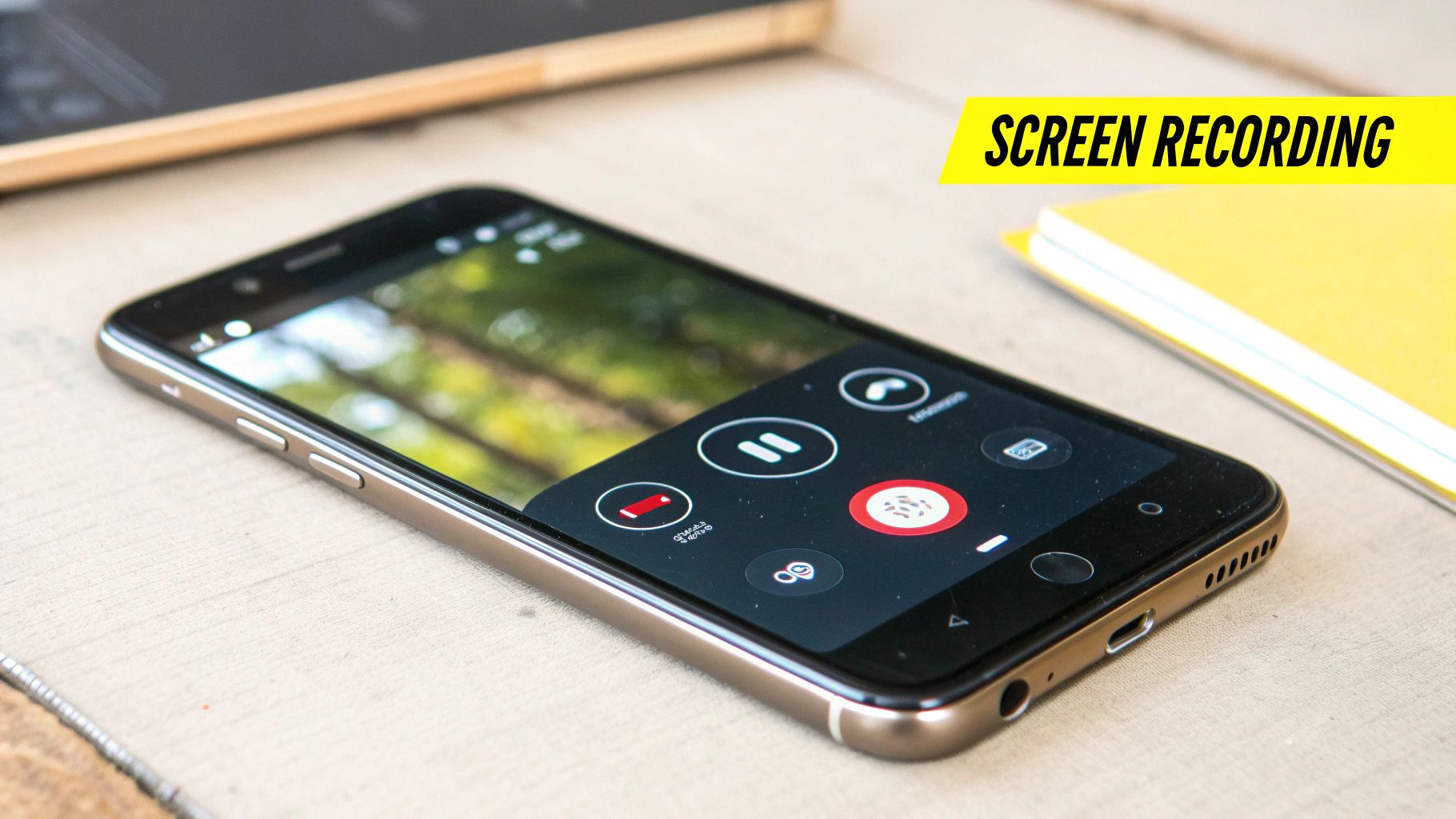 A smartphone screen showing the screen recording function being activated to capture a Snapchat story.
