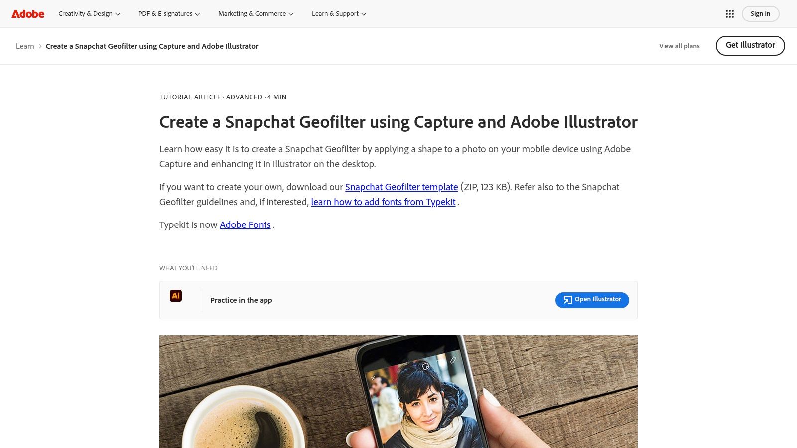Adobe (Snapchat geofilter tutorials and templates)