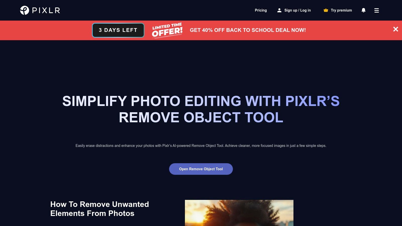 Pixlr – Remove Object / Heal Tools