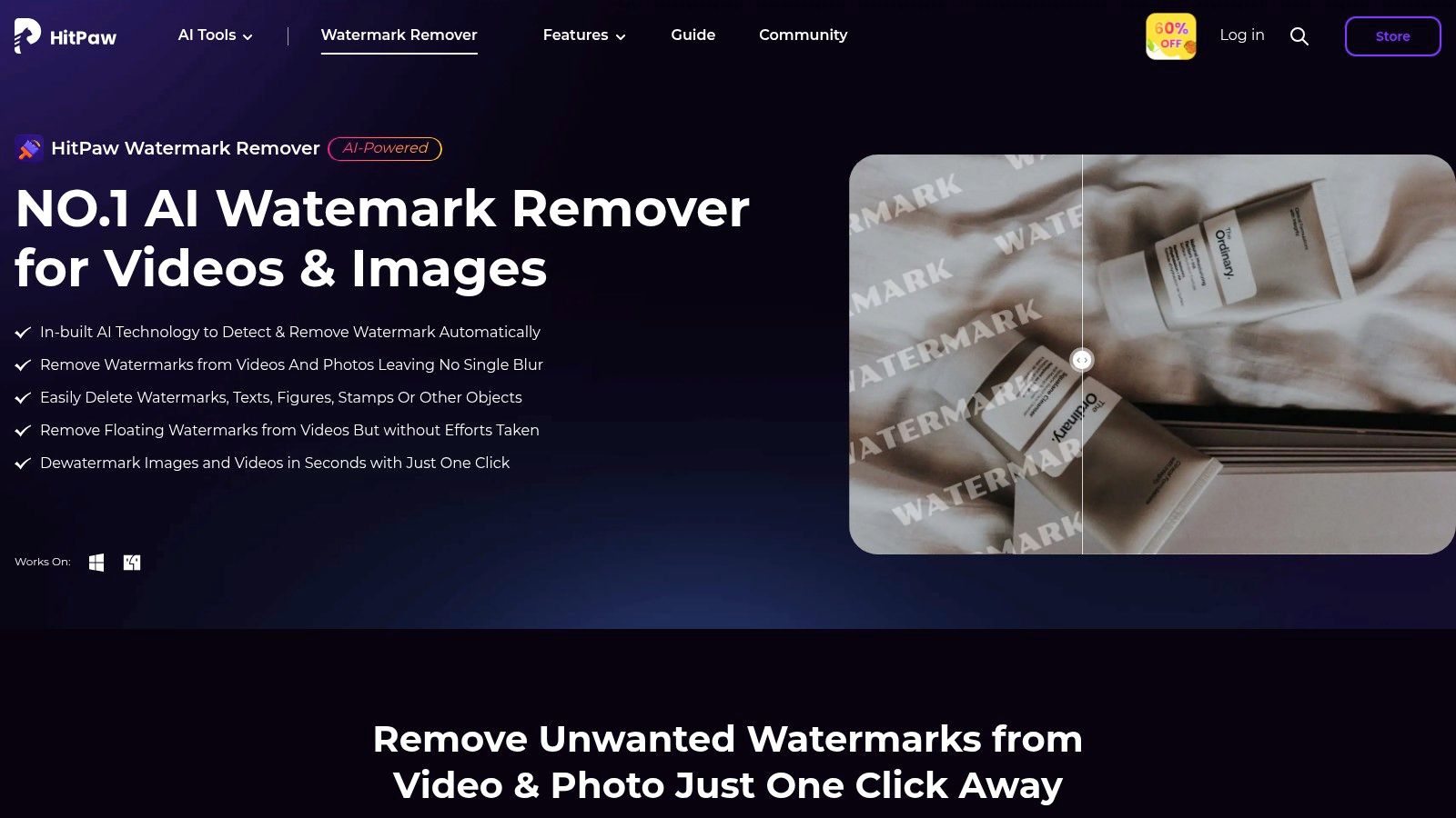 HitPaw Watermark Remover (Windows/Mac + Online)