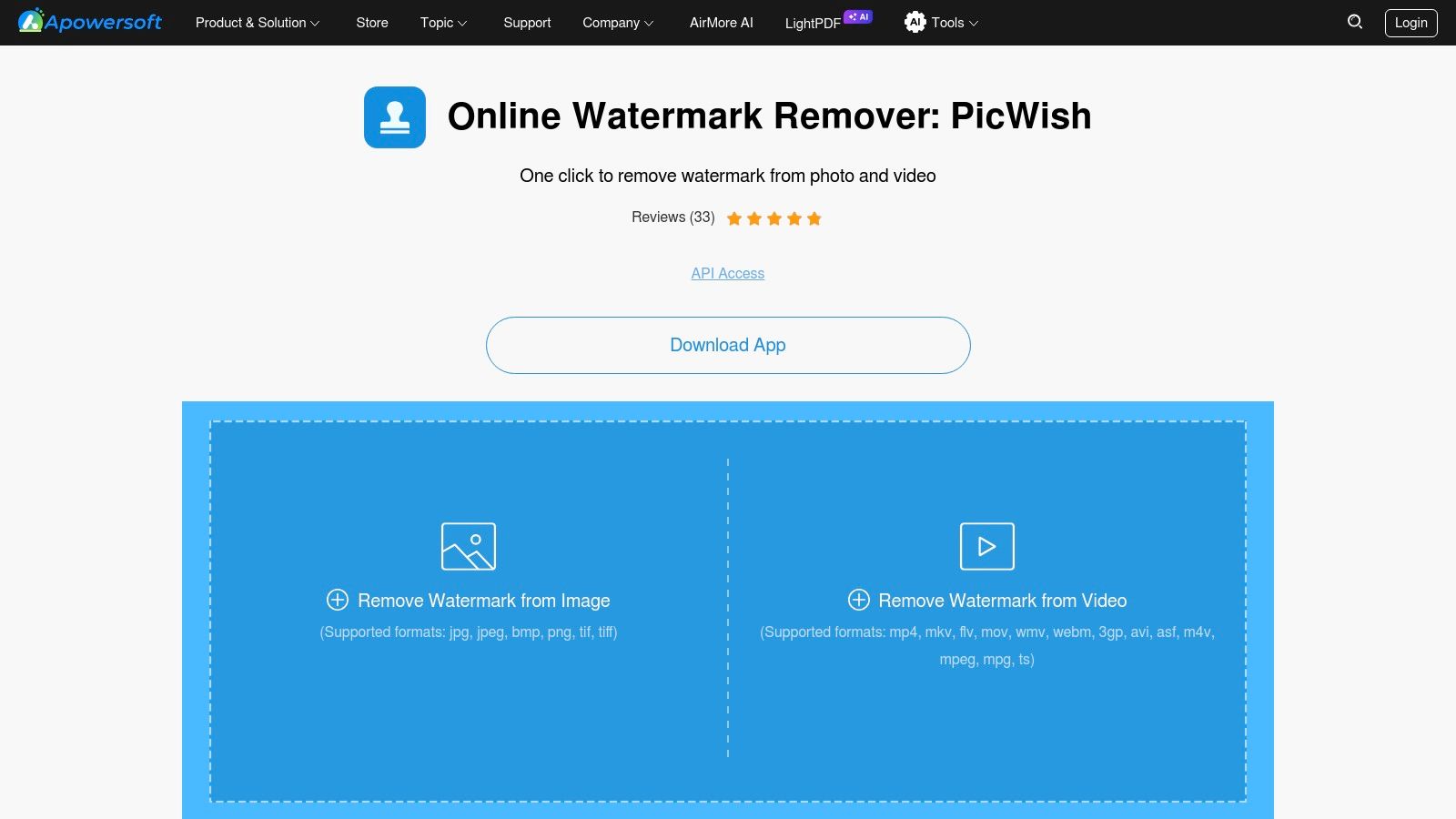Apowersoft (PicWish) – Online Watermark Remover