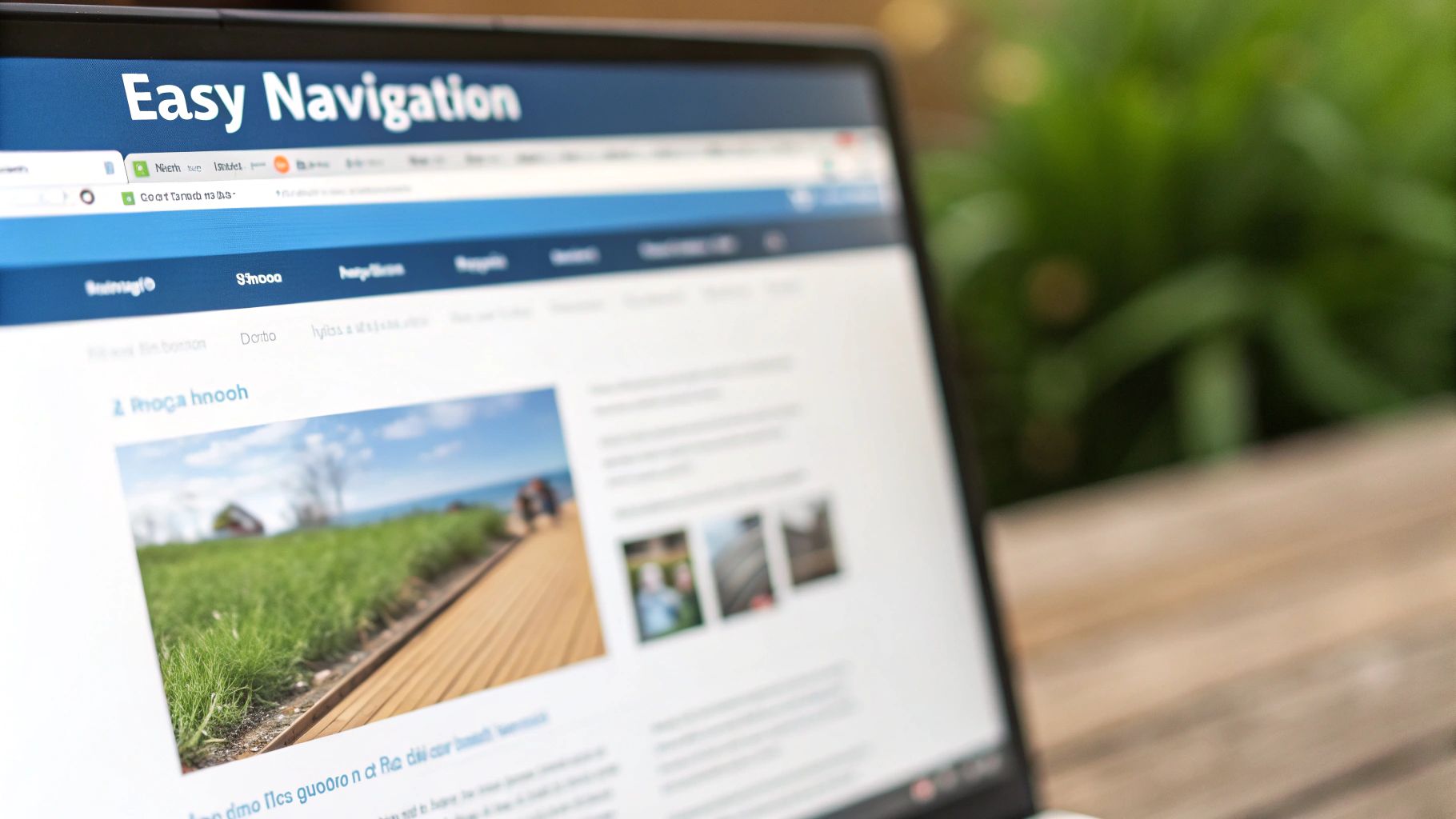 A website menu with simple navigation labels like Home, About, Services, Blog, and Contact.