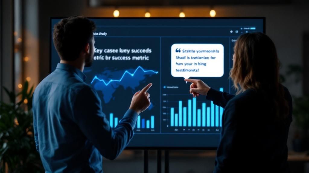 A dashboard on a tablet showing video performance metrics like play rate, engagement rate, and conversions.