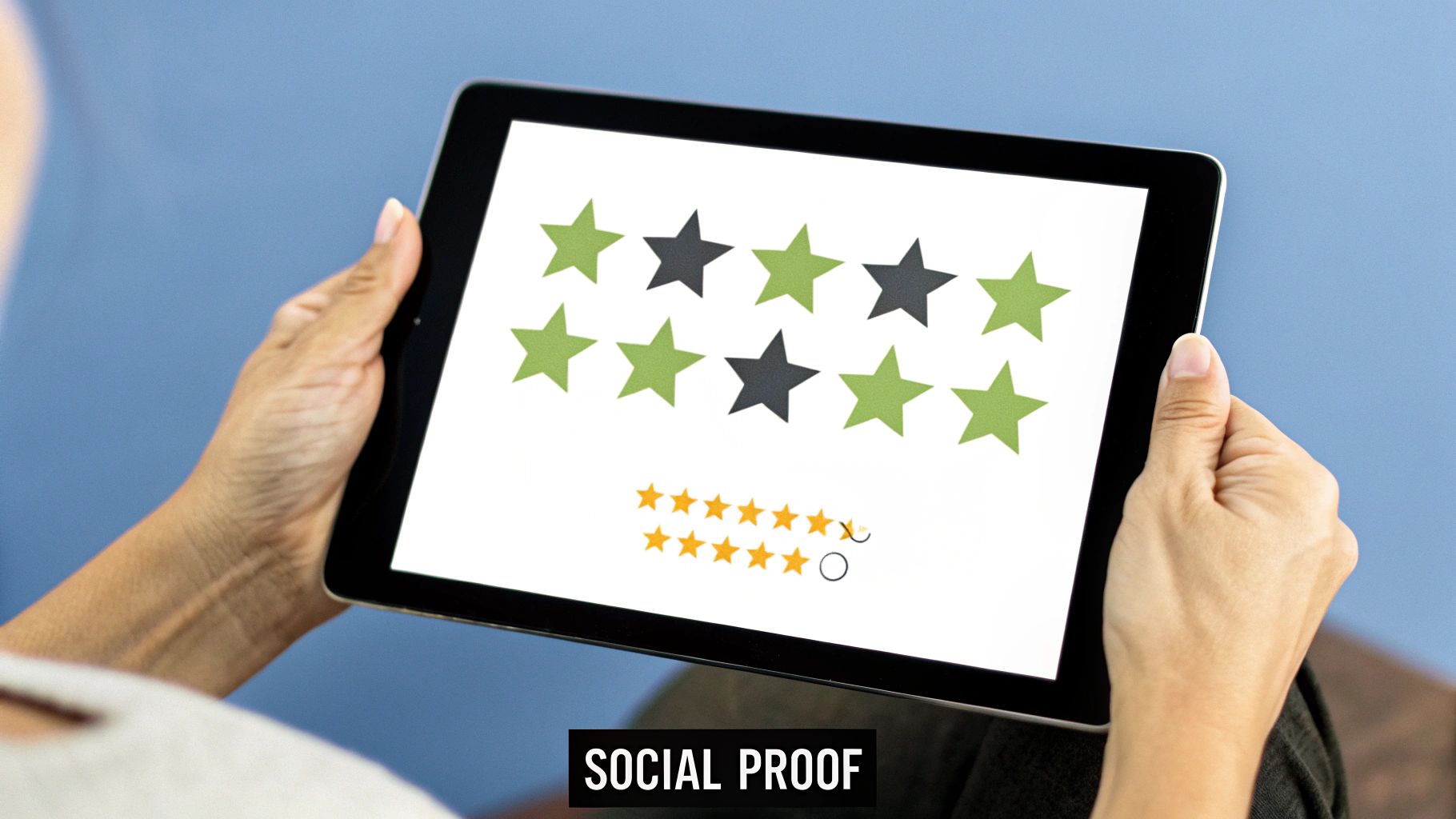 Infographic detailing social proof integration in a sales funnel