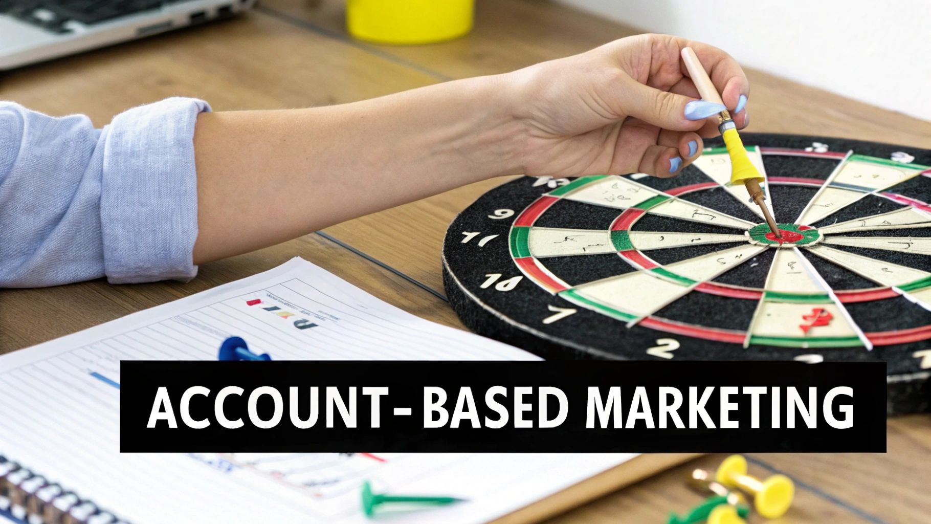 Account-Based Marketing (ABM) infographic showing steps from identifying accounts to measuring results