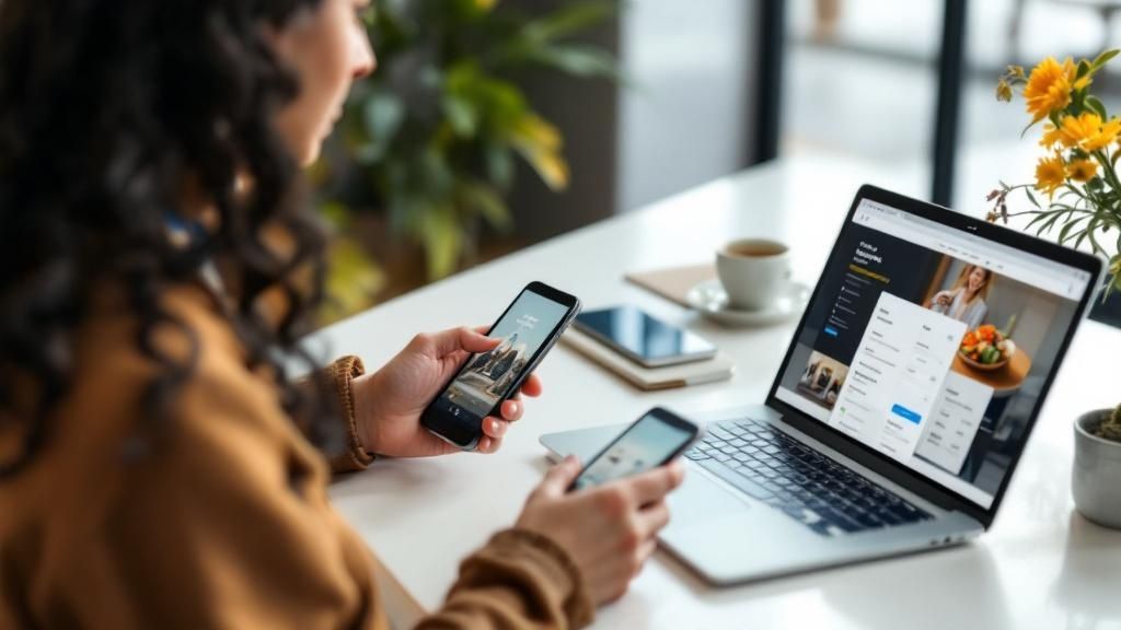 Two people happily discussing business over coffee