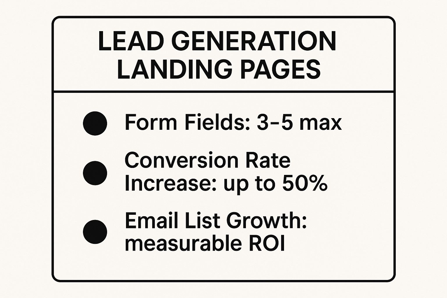 Infographic showing key data about Lead Generation Landing Page