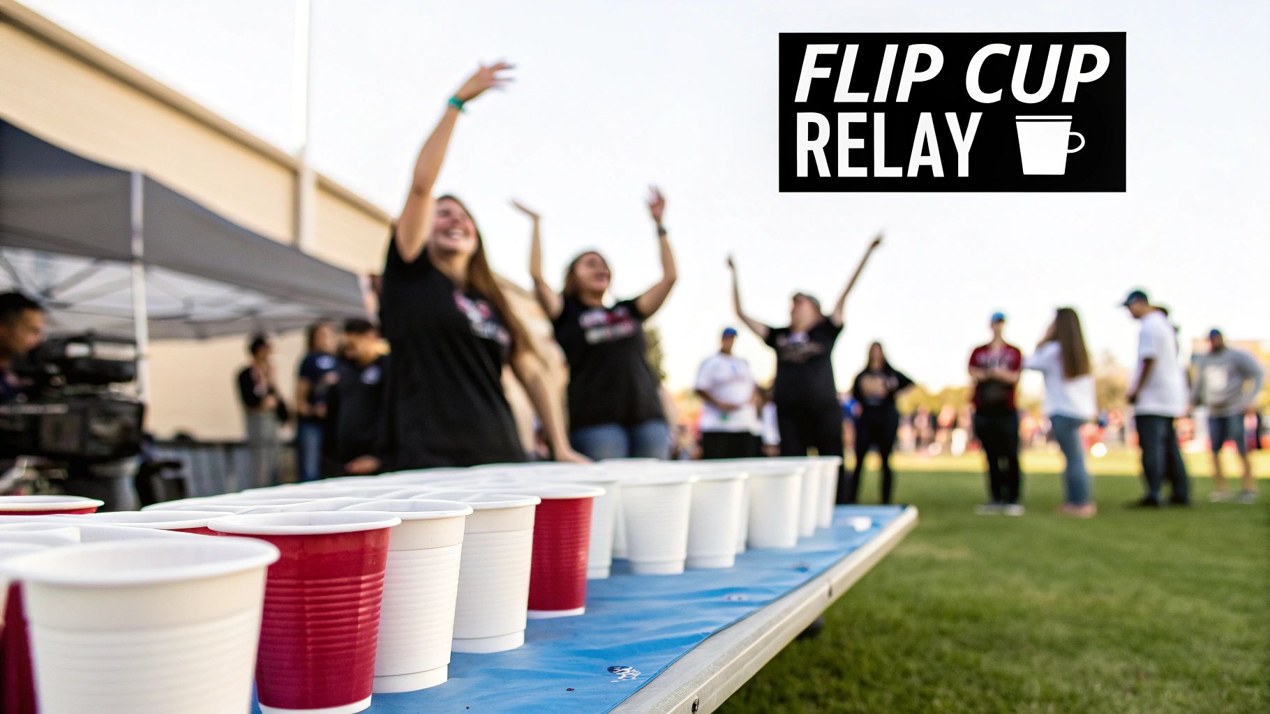 Infographic showing key data about Flip Cup Relay