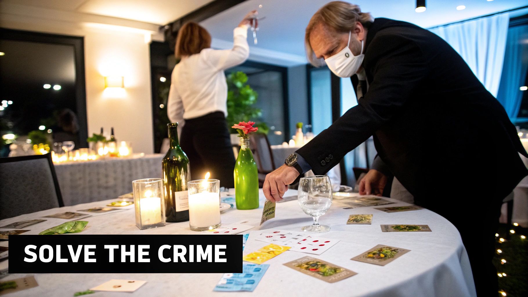 Guests dressed in costume for a Murder Mystery Dinner Party