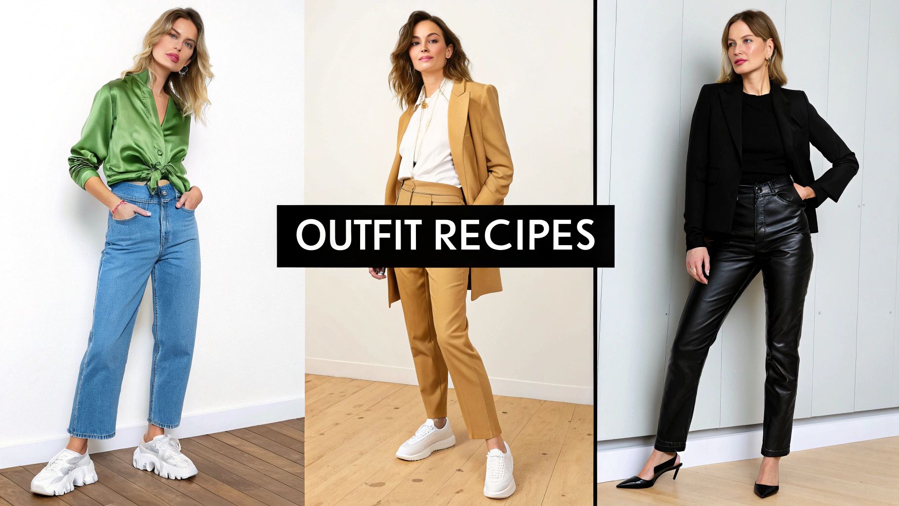 Stylish wide leg pants looks for brunch office and evening