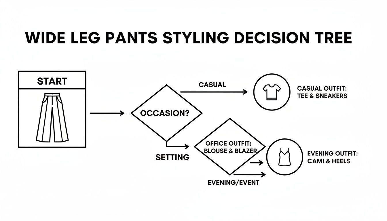 Infographic about how to style wide leg pants