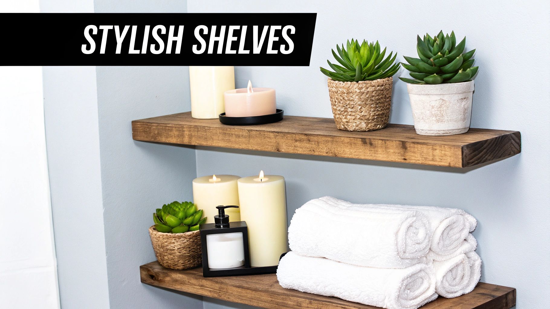 Floating Shelves with Decorative Objects