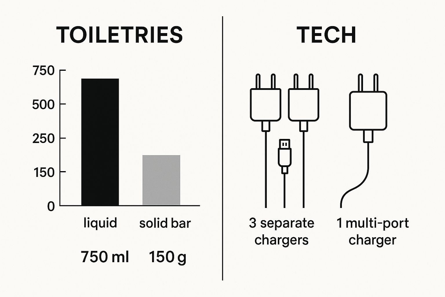 Infographic about how to pack light