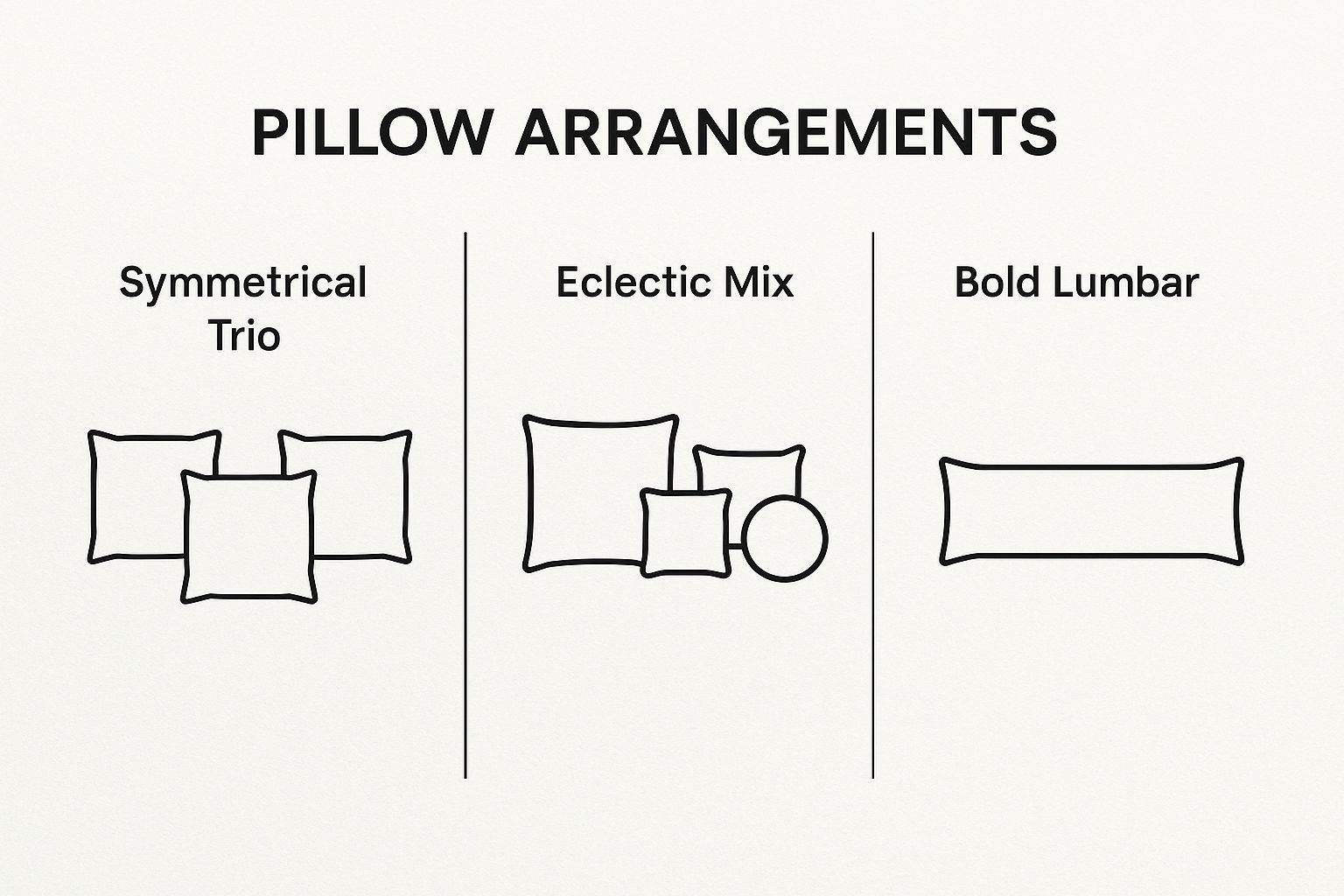 Infographic about how to arrange pillows on a king bed