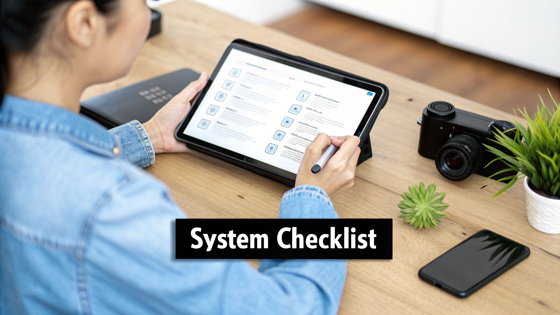 A person interacting with a smart home security system on their smartphone.