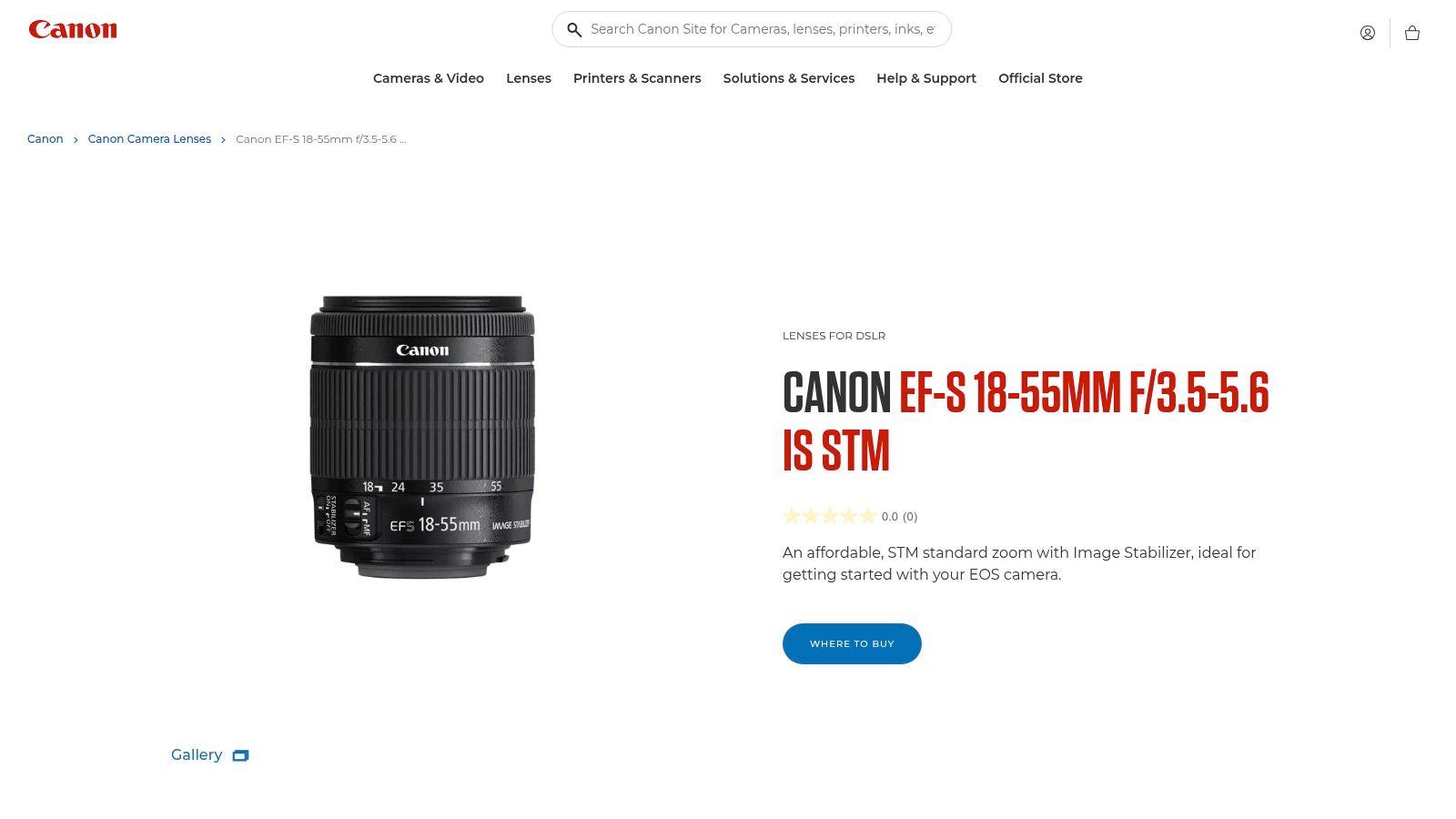 Canon EF-S 18-55mm f/3.5-5.6 IS STM Lens