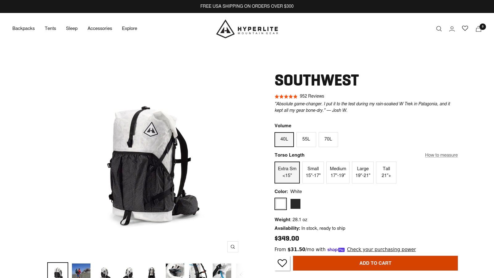HyperLite Mountain Gear Southwest Backpack