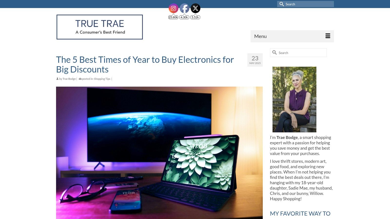 TrueTrae – "The 5 Best Times of Year to Buy Electronics for Big Discounts"