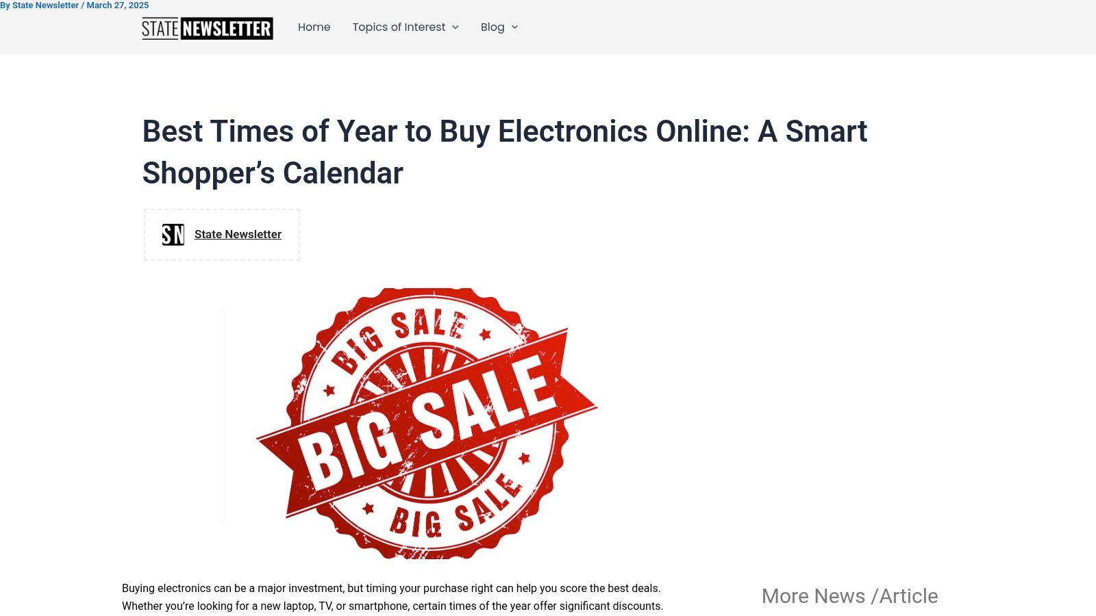 State Newsletter – "Best Times of Year to Buy Electronics Online: A Smart Shopper’s Calendar"