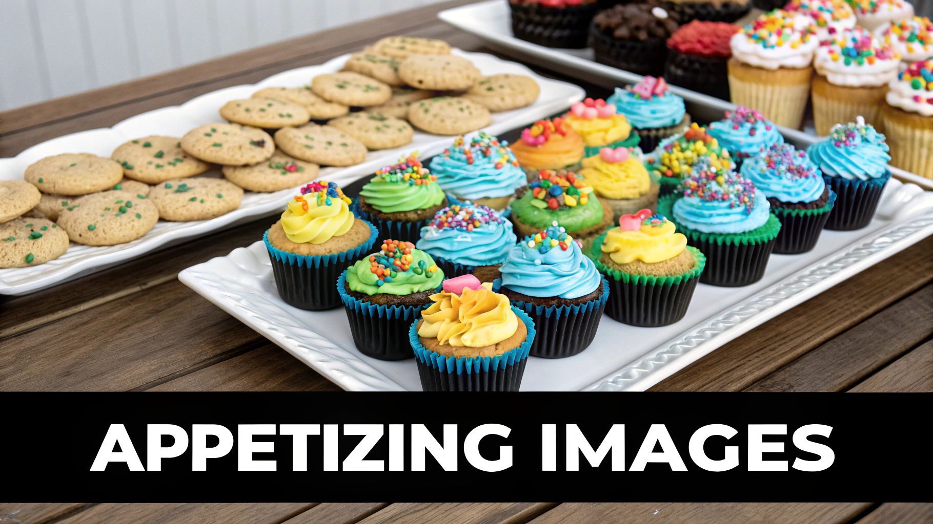 A screenshot from the Unsplash website showing various images related to bake sales, including cookies, cupcakes, and pastries.