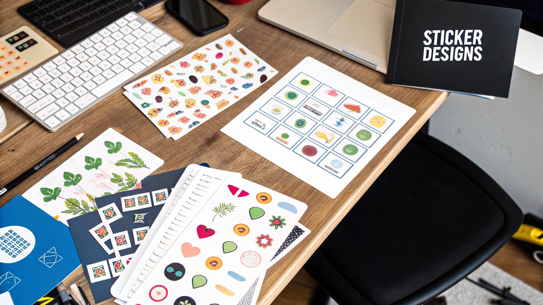 A stylish photo with abstract stickers strategically placed to enhance its visual appeal.