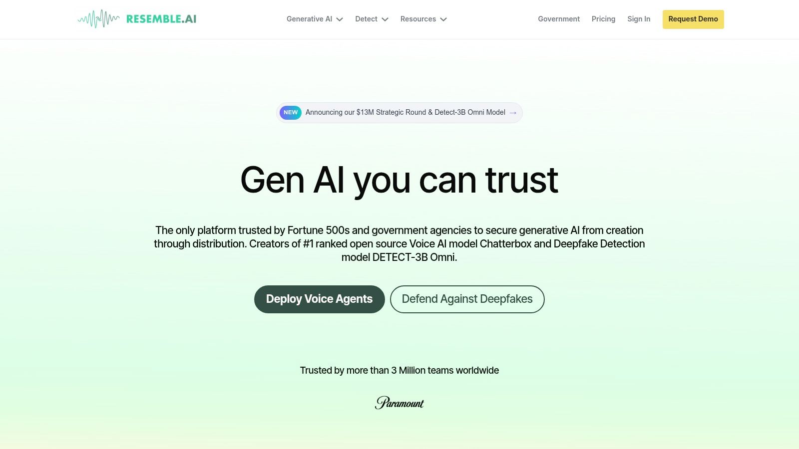 Resemble AI dashboard showing voice cloning options