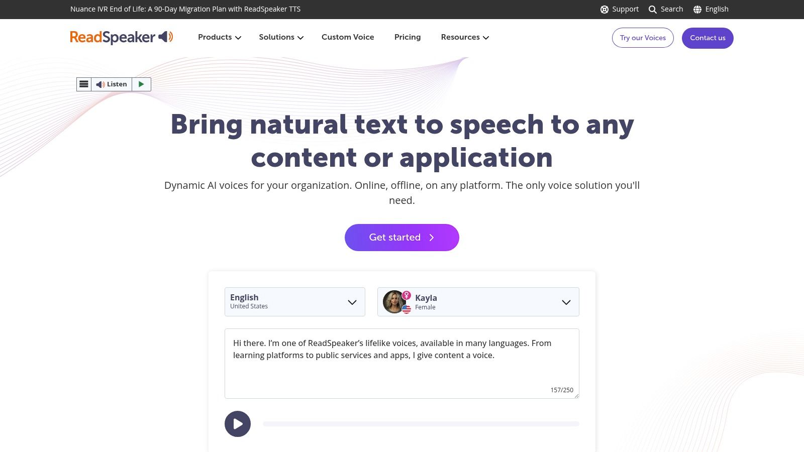 ReadSpeaker TextAid interface showing text highlighting and reading tools