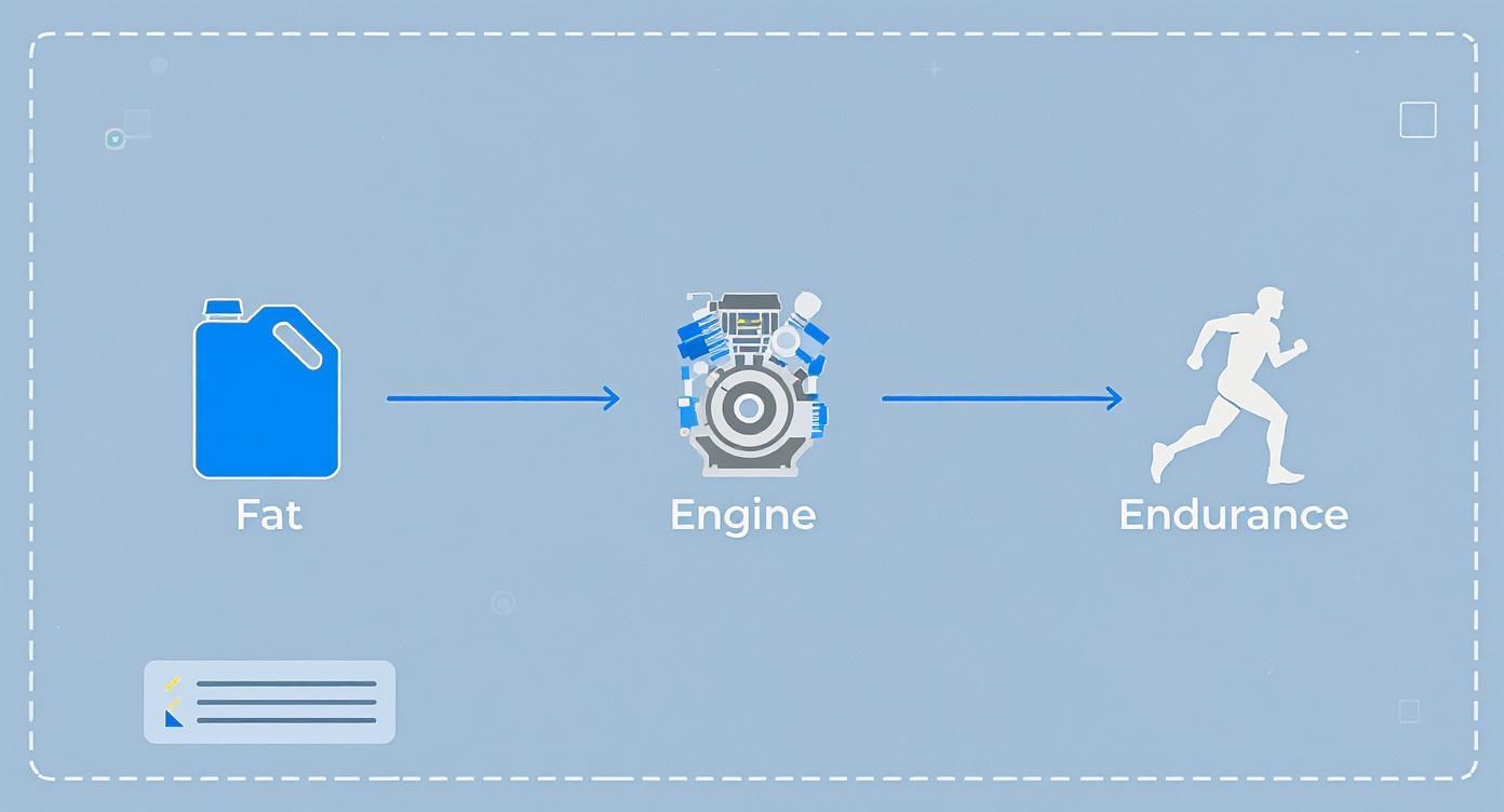 Infographic: Using fat as fuel builds aerobic engine, leading to greater endurance — visual guide to metabolic efficiency