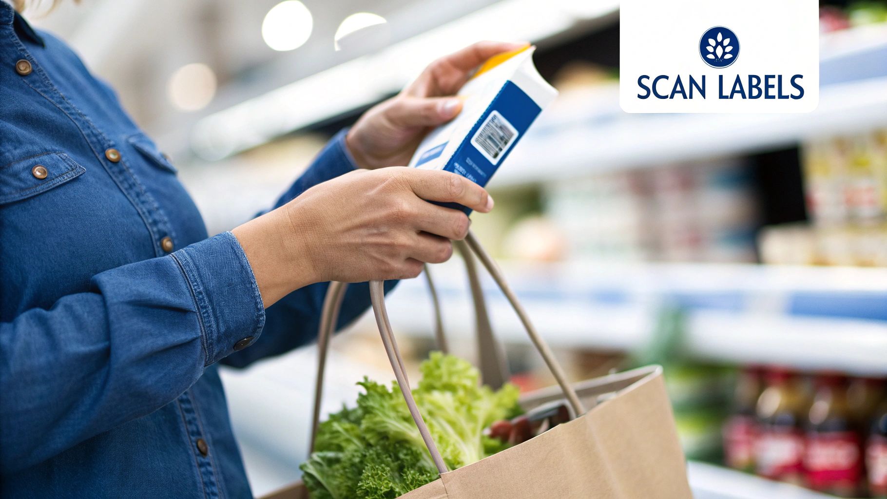 Athlete checking soy sauce bottle ingredients and certification at supermarket shelf — look for Coeliac Australia logo