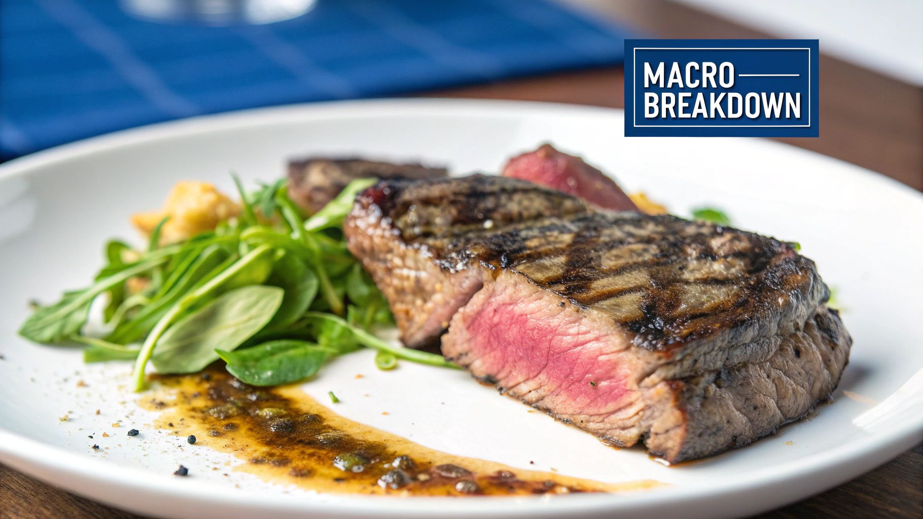A perfectly cooked sliced steak on a cutting board, ready for an athlete's recovery meal.