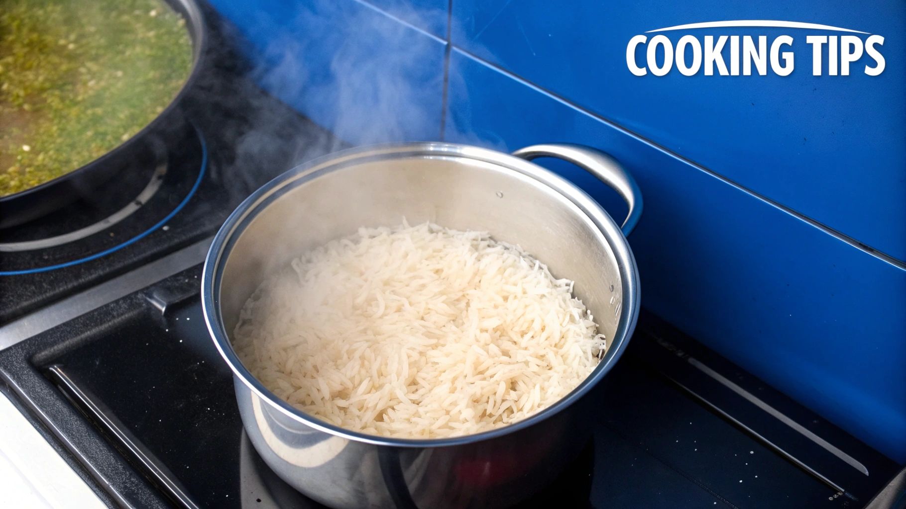 A wooden spoon scooping uncooked basmati rice — good for visualising portion sizes for meal prep.