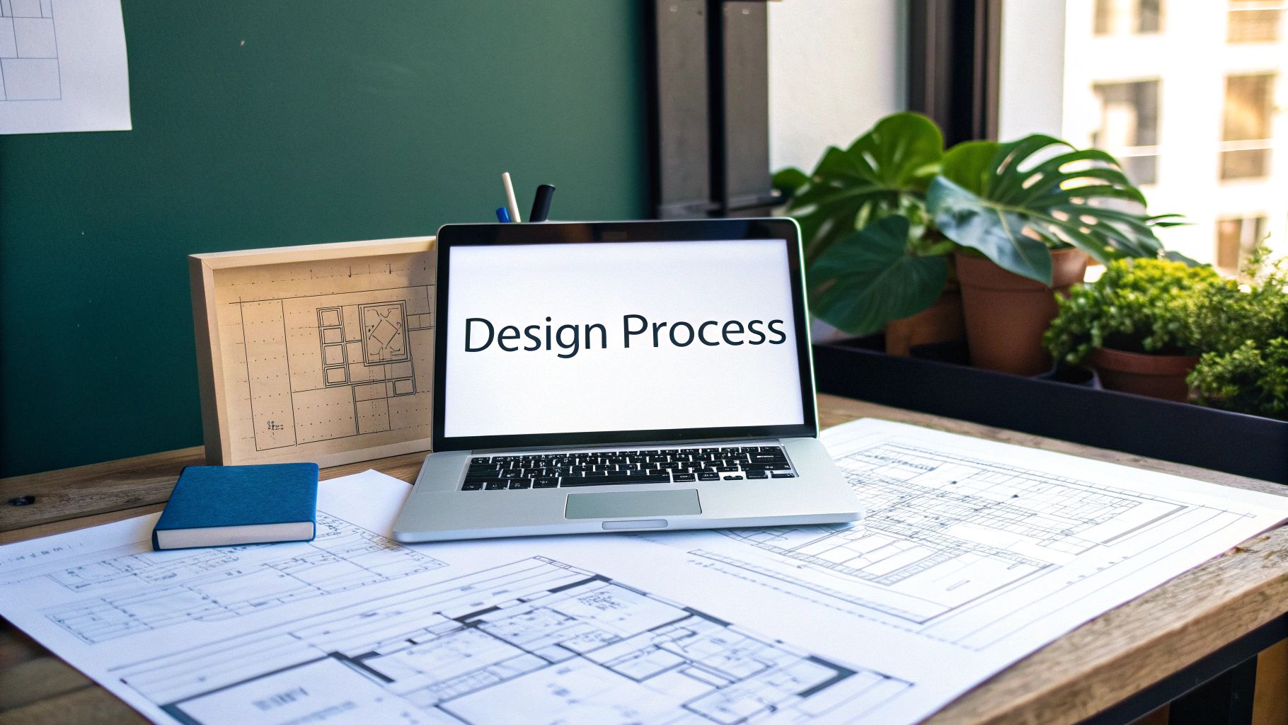 An illustrated flowchart showing a step-by-step design and development process.