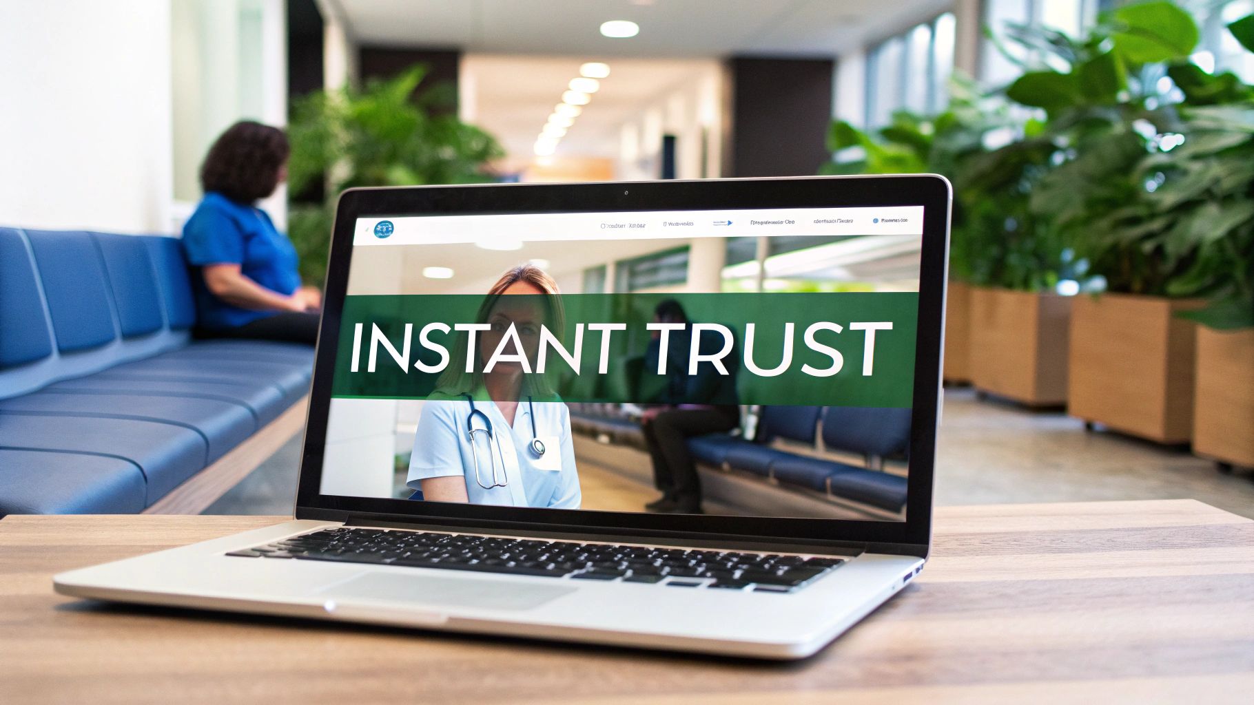 A welcoming dental practice waiting room with modern, calming decor.